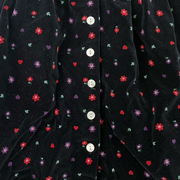 VINTAGE 90s Oshkosh BGosh Velvet Velour Floral Sleeveless Dress Black Size 4T - Picture 2 of 4